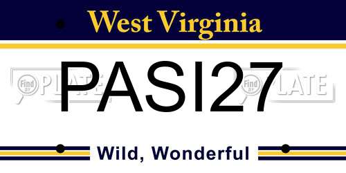 PASI27 West Virginia License Plate