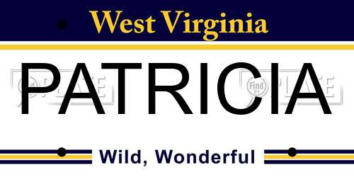 PATRICIA West Virginia License Plate