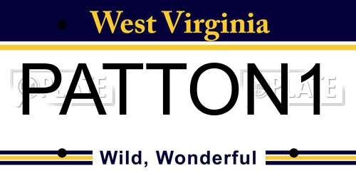 PATTON1 West Virginia License Plate