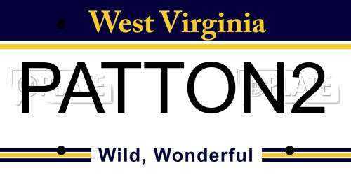 PATTON2 West Virginia License Plate