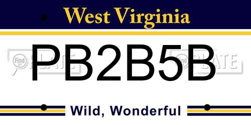 PB2B5B West Virginia License Plate