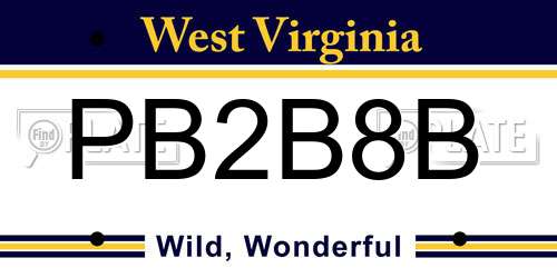 PB2B8B West Virginia License Plate