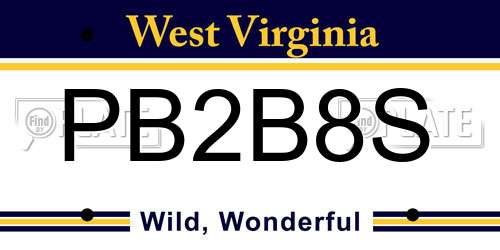 PB2B8S West Virginia License Plate