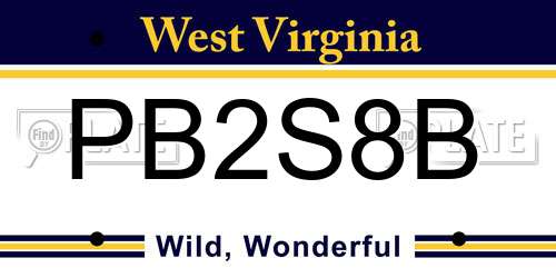 PB2S8B West Virginia License Plate