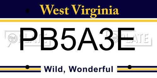 PB5A3E West Virginia License Plate