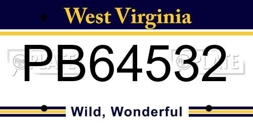 PB64532 West Virginia License Plate