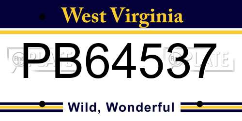 PB64537 West Virginia License Plate