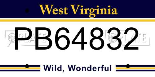 PB64832 West Virginia License Plate