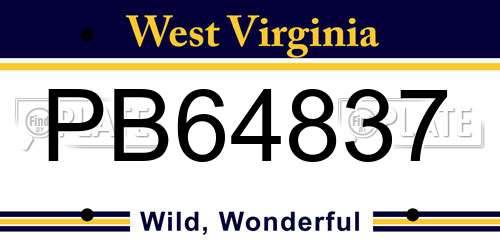 PB64837 West Virginia License Plate