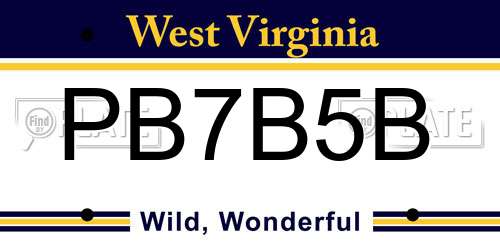 PB7B5B West Virginia License Plate
