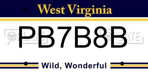 PB7B8B West Virginia License Plate