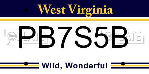 PB7S5B West Virginia License Plate