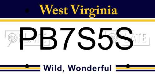 PB7S5S West Virginia License Plate