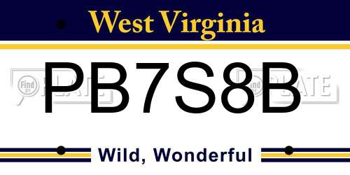 PB7S8B West Virginia License Plate