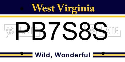 PB7S8S West Virginia License Plate