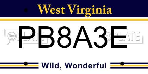 PB8A3E West Virginia License Plate