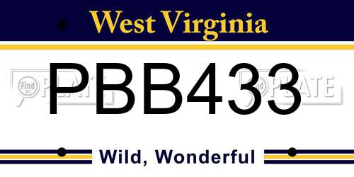 PBB433 West Virginia License Plate
