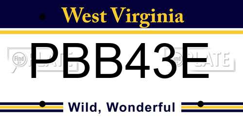 PBB43E West Virginia License Plate