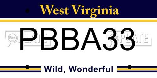 PBBA33 West Virginia License Plate