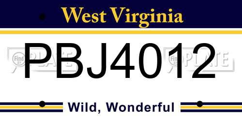 PBJ4012 West Virginia License Plate