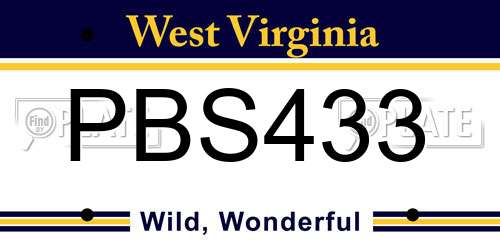 PBS433 West Virginia License Plate