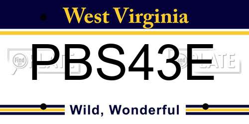 PBS43E West Virginia License Plate