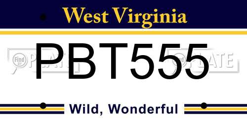 PBT555 West Virginia License Plate