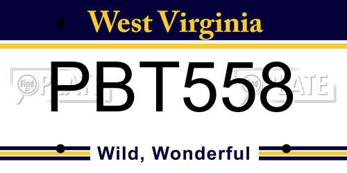 PBT558 West Virginia License Plate