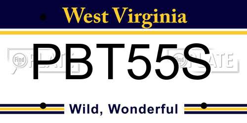PBT55S West Virginia License Plate