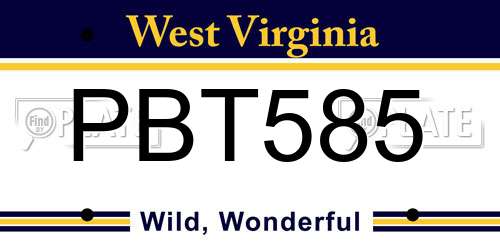 PBT585 West Virginia License Plate