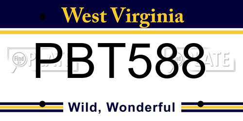 PBT588 West Virginia License Plate