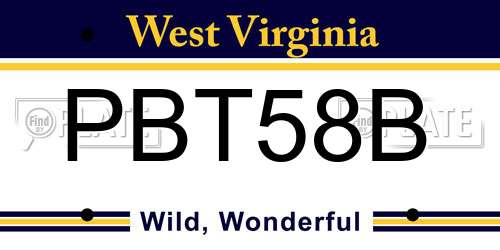 PBT58B West Virginia License Plate
