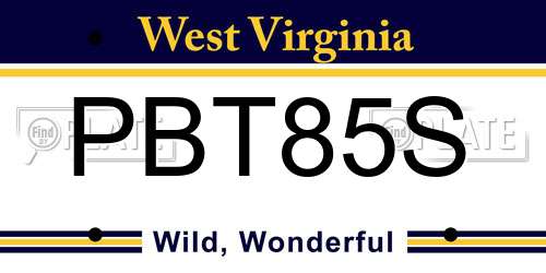 PBT85S West Virginia License Plate