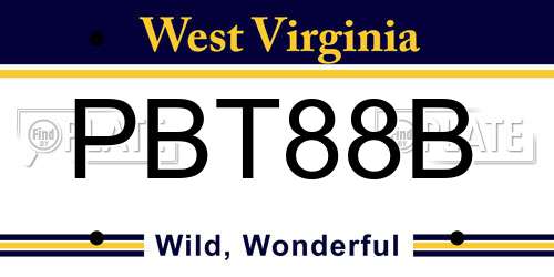 PBT88B West Virginia License Plate