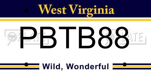 PBTB88 West Virginia License Plate