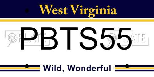 PBTS55 West Virginia License Plate