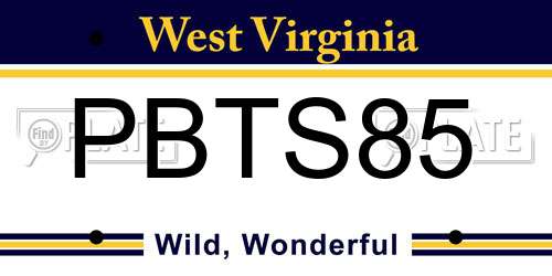 PBTS85 West Virginia License Plate