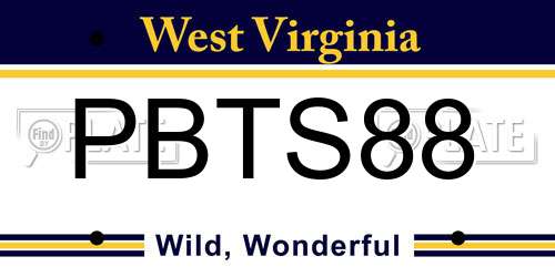 PBTS88 West Virginia License Plate