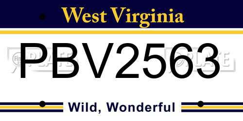 PBV2563 West Virginia License Plate