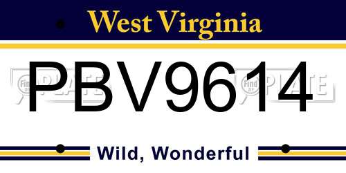 PBV9614 West Virginia License Plate