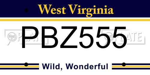PBZ555 West Virginia License Plate