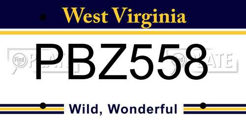PBZ558 West Virginia License Plate