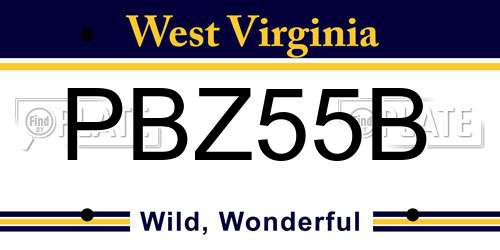 PBZ55B West Virginia License Plate