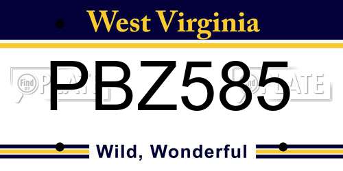 PBZ585 West Virginia License Plate