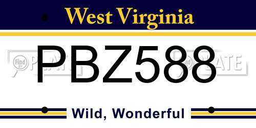 PBZ588 West Virginia License Plate
