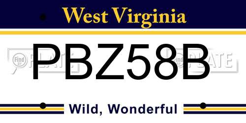 PBZ58B West Virginia License Plate