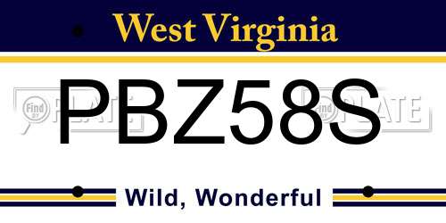 PBZ58S West Virginia License Plate