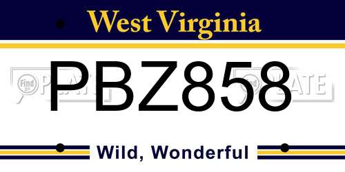 PBZ858 West Virginia License Plate