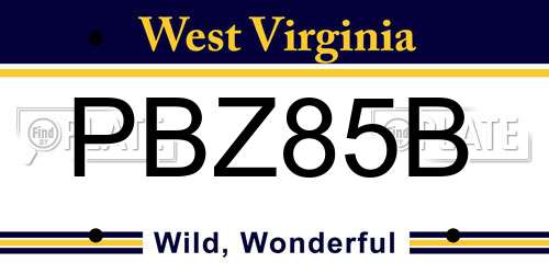 PBZ85B West Virginia License Plate