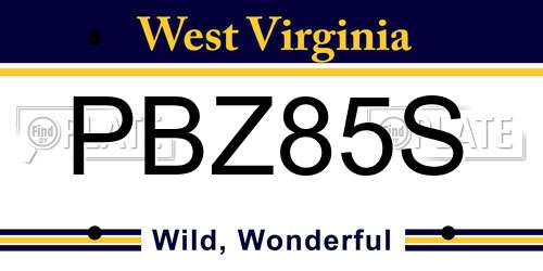 PBZ85S West Virginia License Plate
